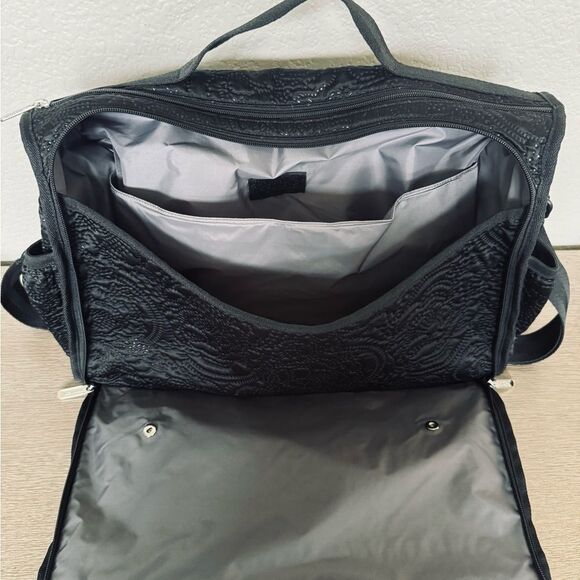LeSportsac Convertible 2-in-1 Black Weekender Laptop Duffel Bag Travel Backpack